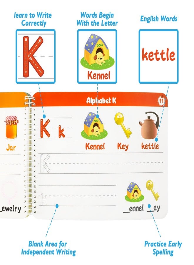 iHarPro Handwriting Practice Tracing Books for Kids Ages 3-5, Montessori Preschool Learning Activity, Autism Educational Learn Number Letters Shapes Animal & Sight Words Workbook with 8 Dry Erase Markers - Image 4